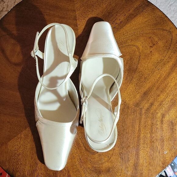 MICHEALANGELO METALLIC OFF WHITE KERRI DAVID BRIDE WEDDING KITTEN HEEL - Picture 6 of 15